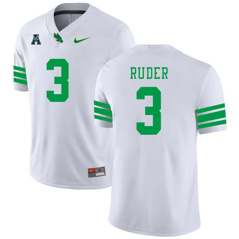 #3 Jace Ruder North Texas Mean Green College Football Jerseys Stitched-White